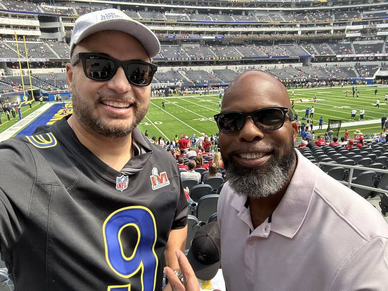 Gary and Ricky Dyer at field level SoFi Stadium