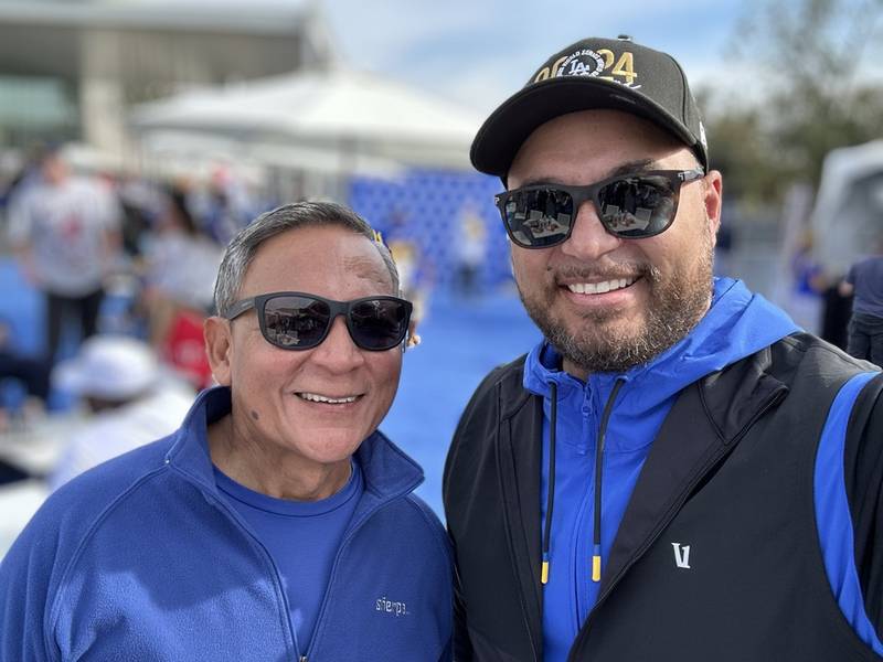 Gary and Ray Rivera with Dodgers World Series hat