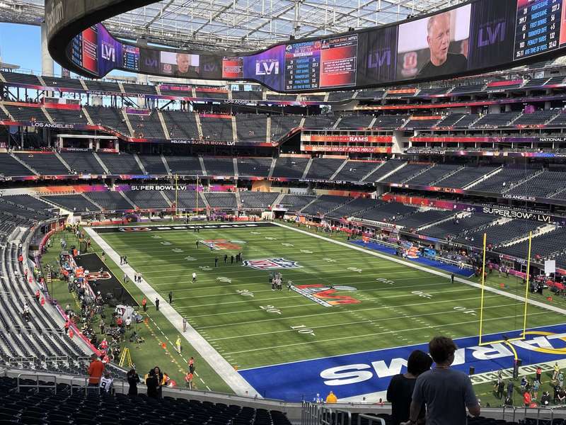 Interior before kickoff, LVI branding