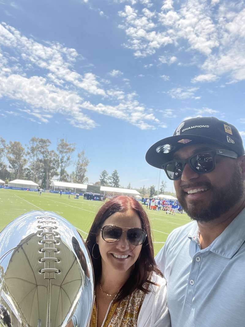 Fan selfie at Training Camp with Lombardi Trophy