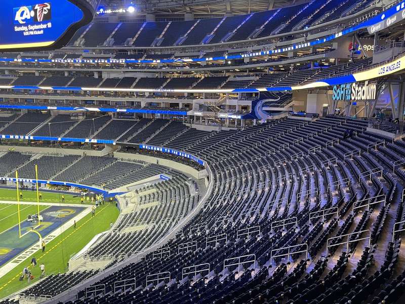 SoFi Stadium interior from upper bowl, Rams vs Falcons
